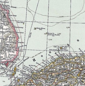 竹島を日本領として表示した米国製地図（部分）=個人蔵、舩杉力修・島根大准教授提供
