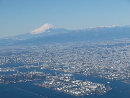 羽田離陸時に見える富士山